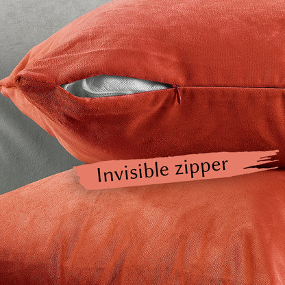 Matte Velvet Cushion Covers Set of 2 Hidden Zipper - Salmon