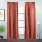 Matte Velvet Pinch Pleated Curtain Single Panel - Salmon
