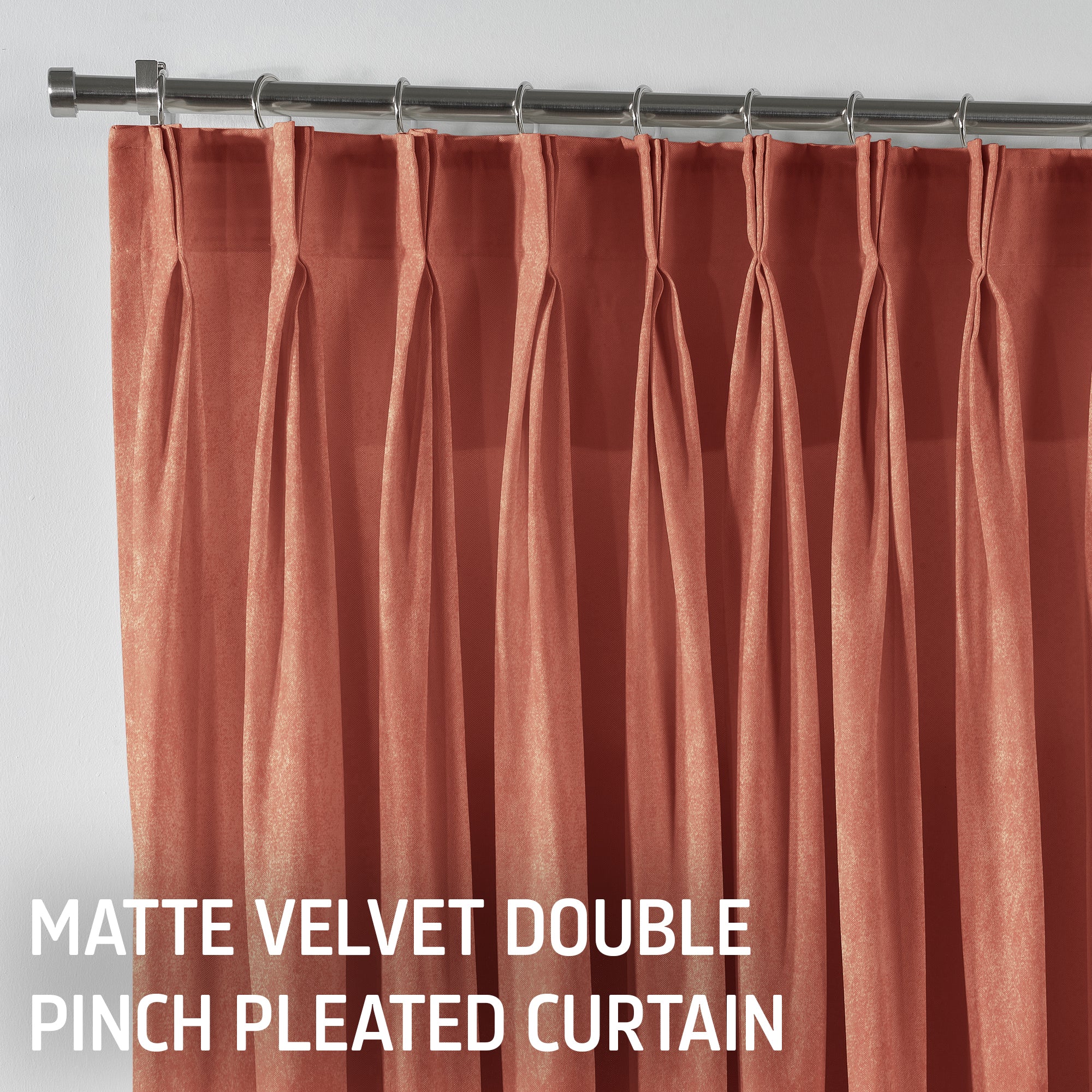 Matte Velvet Pinch Pleated Curtain Single Panel - Salmon