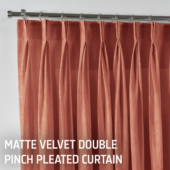 Matte Velvet Pinch Pleated Curtain Single Panel - Salmon