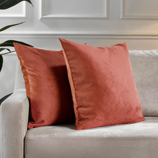 Matte Velvet Cushion Covers Set of 2 Hidden Zipper - Orange