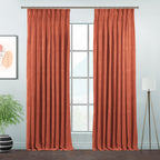Matte Velvet Pinch Pleated Curtain Single Panel - Orange