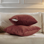 Matte Velvet Cushion Covers Set of 2 Hidden Zipper - Brick Red