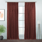 Matte Velvet Pinch Pleated Curtain Single Panel - Brick Red
