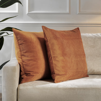 Matte Velvet Cushion Covers Set of 2 Hidden Zipper - Bourbon