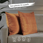 Matte Velvet Cushion Covers Set of 2 Hidden Zipper - Bourbon