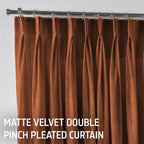 Matte Velvet Pinch Pleated Curtain Single Panel - Spice
