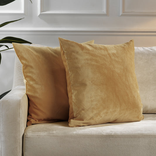 Matte Velvet Cushion Covers Set of 2 Hidden Zipper - Sepia