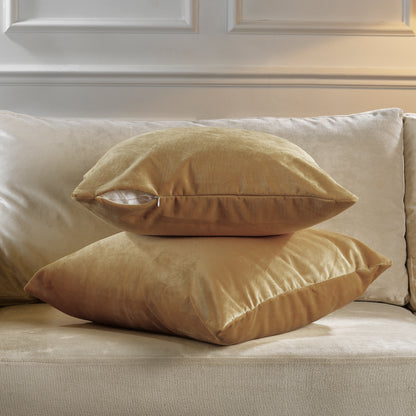 Matte Velvet Cushion Covers Set of 2 Hidden Zipper - Sepia