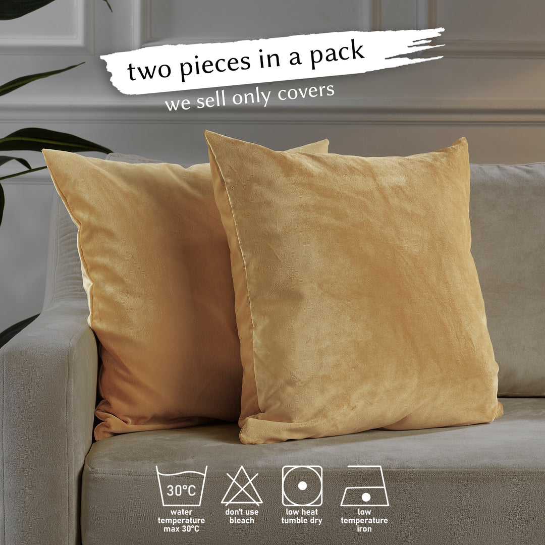 Matte Velvet Cushion Covers Set of 2 Hidden Zipper - Sepia