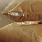 Matte Velvet Cushion Covers Set of 2 Hidden Zipper - Sepia