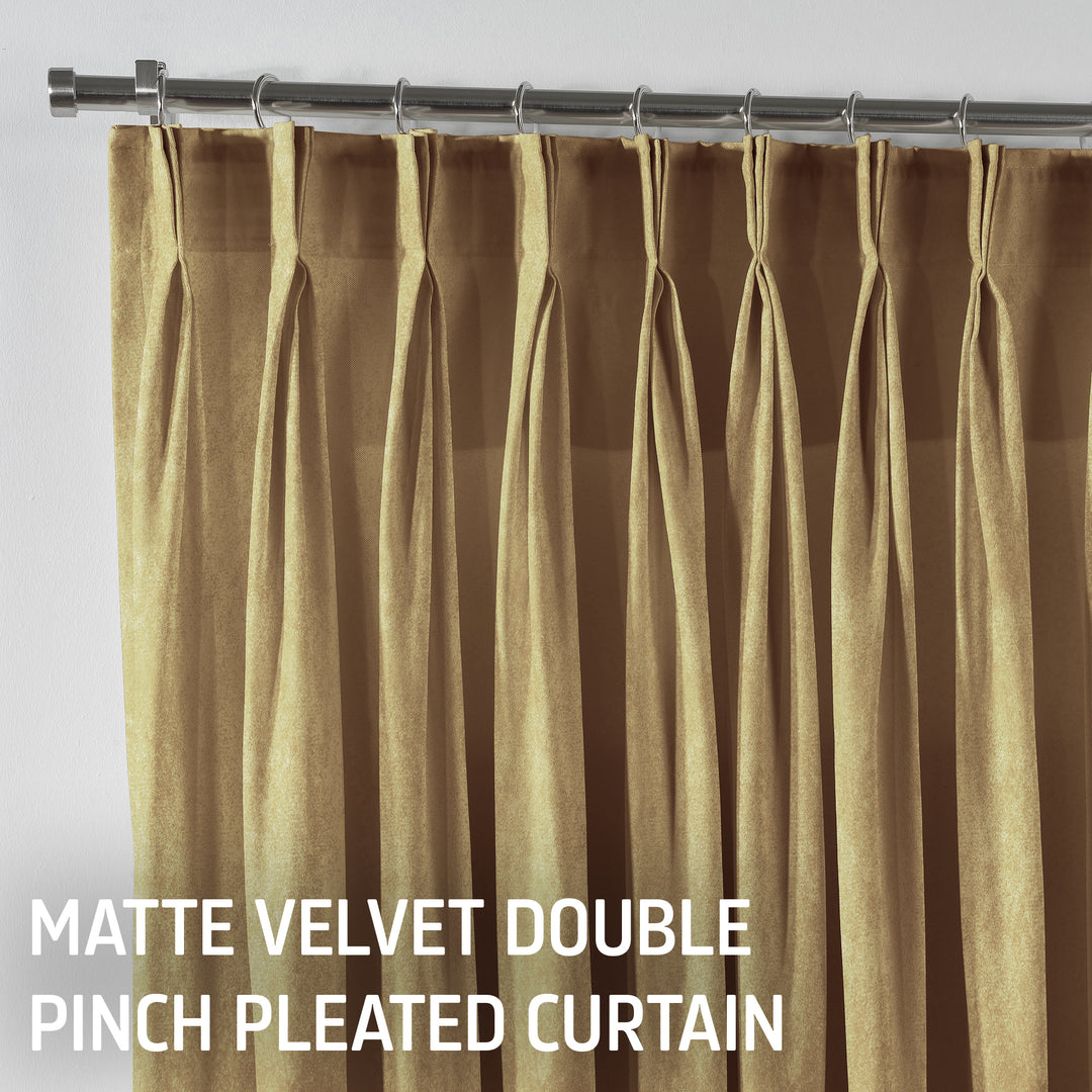 Matte Velvet Pinch Pleated Curtain Single Panel - Sepia
