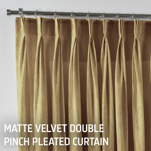 Matte Velvet Pinch Pleated Curtain Single Panel - Sepia