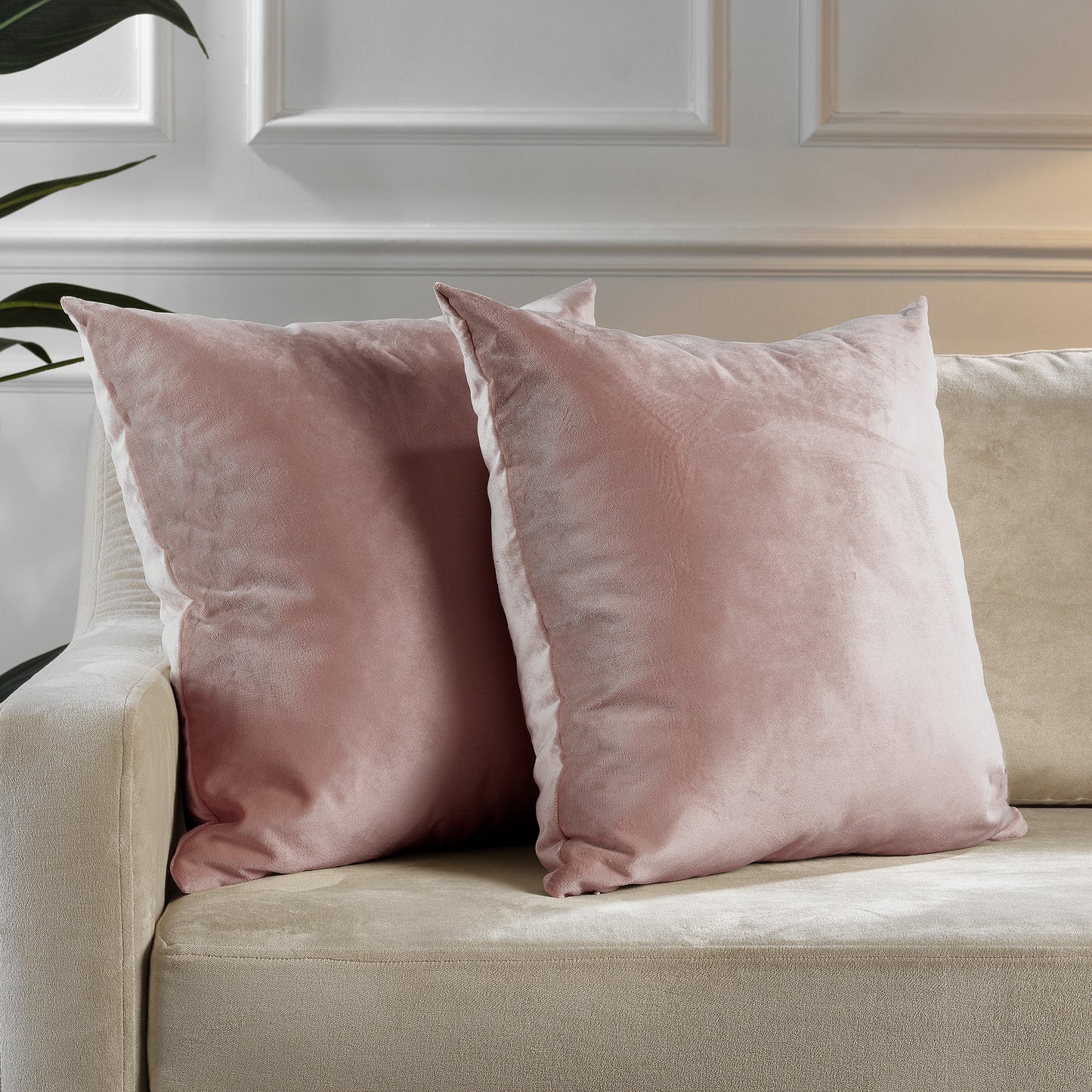 Matte Velvet Cushion Covers Set of 2 Hidden Zipper - Salt