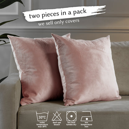 Matte Velvet Cushion Covers Set of 2 Hidden Zipper - Salt