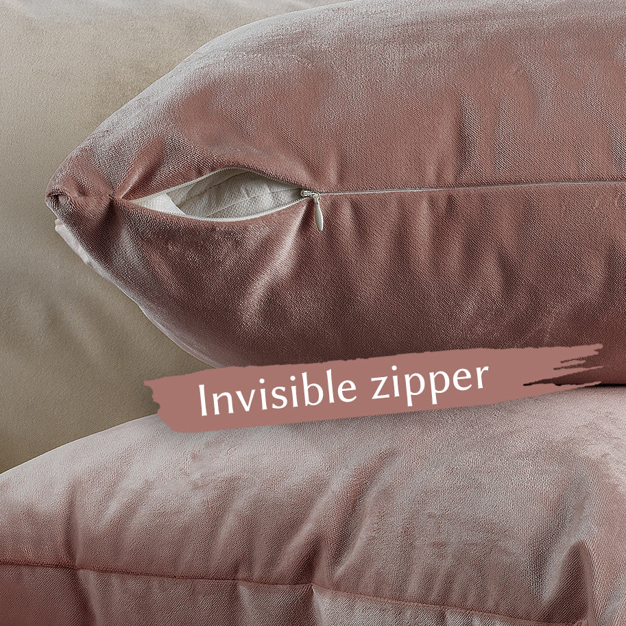 Matte Velvet Cushion Covers Set of 2 Hidden Zipper - Salt