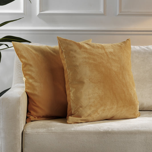 Matte Velvet Cushion Covers Set of 2 Hidden Zipper - Dijon