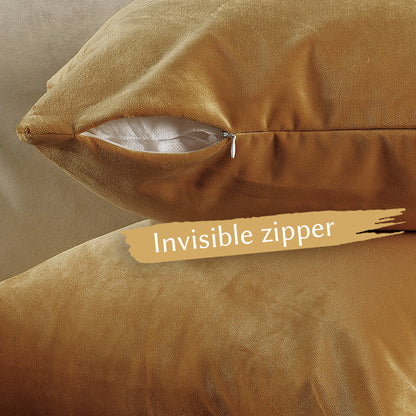 Matte Velvet Cushion Covers Set of 2 Hidden Zipper - Dijon