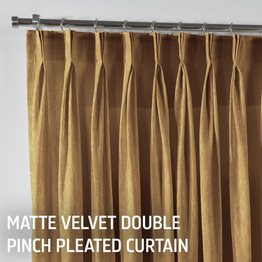Matte Velvet Pinch Pleated Curtain Single Panel - Dijon