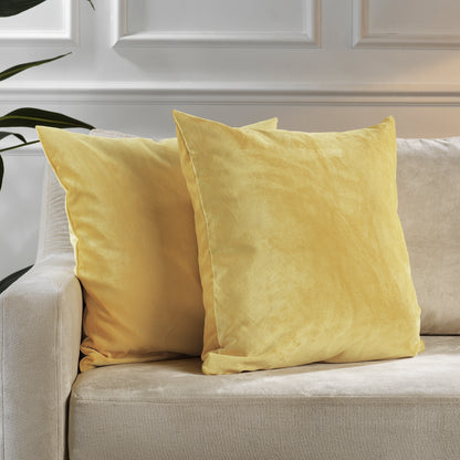 Matte Velvet Cushion Covers Set of 2 Hidden Zipper - Lemon