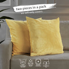Matte Velvet Cushion Covers Set of 2 Hidden Zipper - Lemon