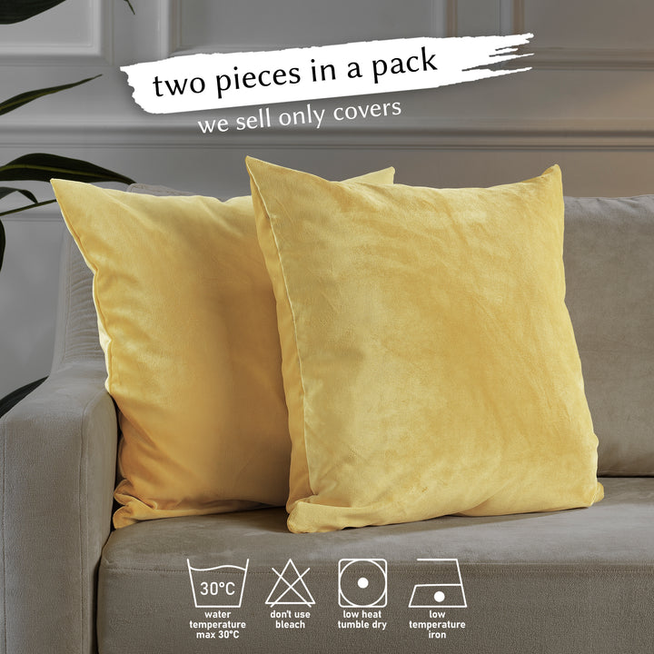 Matte Velvet Cushion Covers Set of 2 Hidden Zipper - Lemon