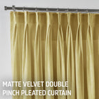 Matte Velvet Pinch Pleated Curtain Single Panel - Lemon