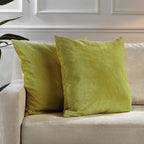 Matte Velvet Cushion Covers Set of 2 Hidden Zipper - Lime