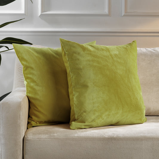 Matte Velvet Cushion Covers Set of 2 Hidden Zipper - Lime