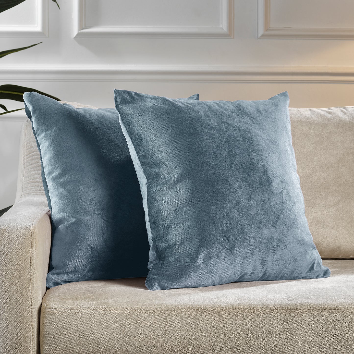 Matte Velvet Cushion Covers Set of 2 Hidden Zipper - Air Force Blue