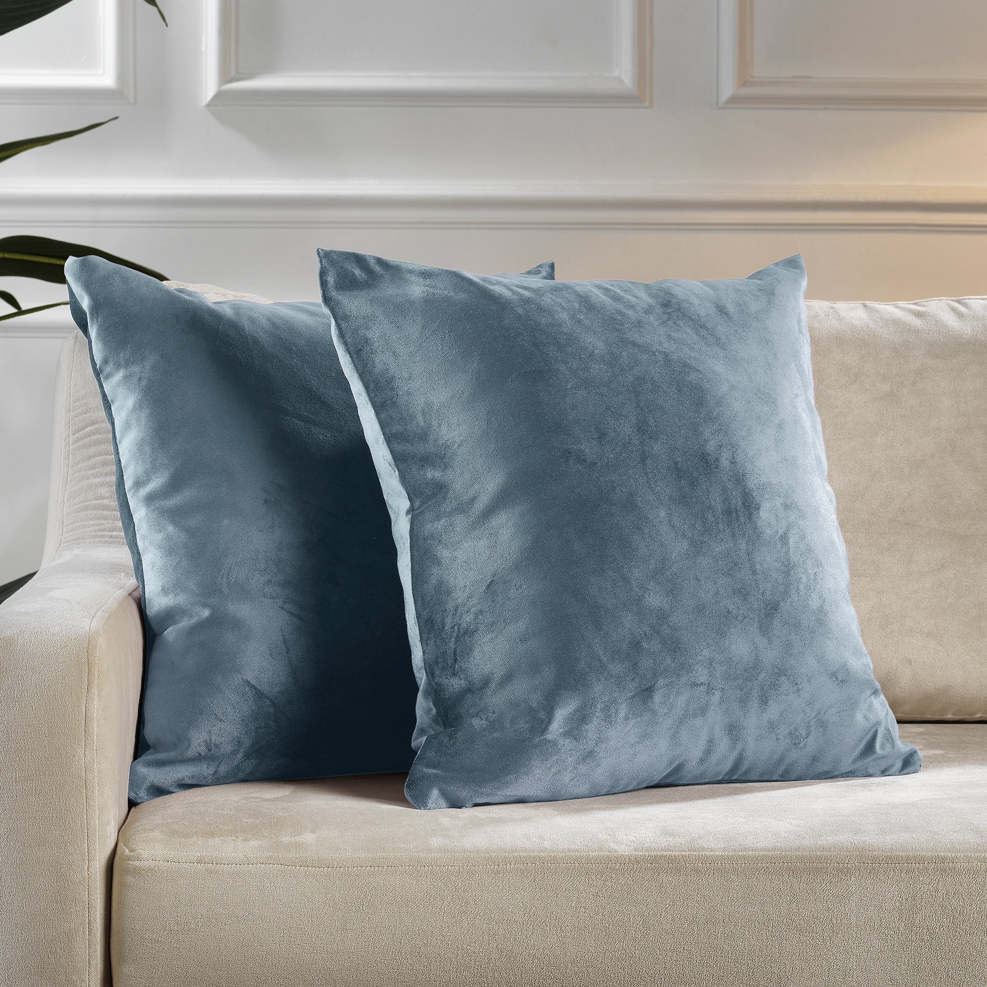 Matte Velvet Cushion Covers Set of 2 Hidden Zipper - Air Force Blue