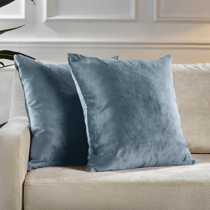 Matte Velvet Cushion Covers Set of 2 Hidden Zipper - Air Force Blue