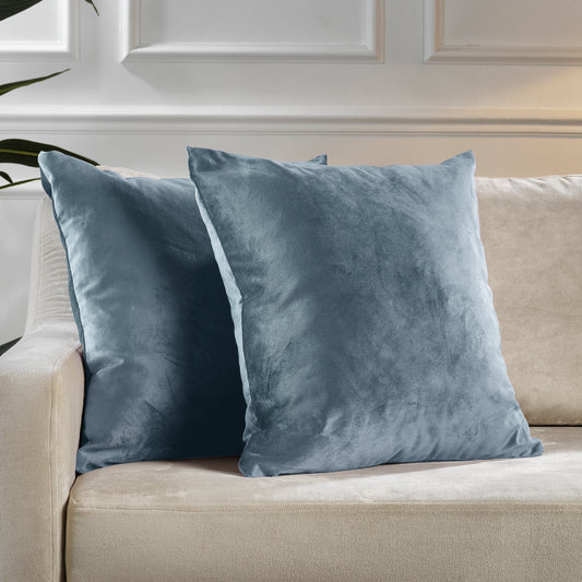 Matte Velvet Cushion Covers Set of 2 Hidden Zipper - Air Force Blue