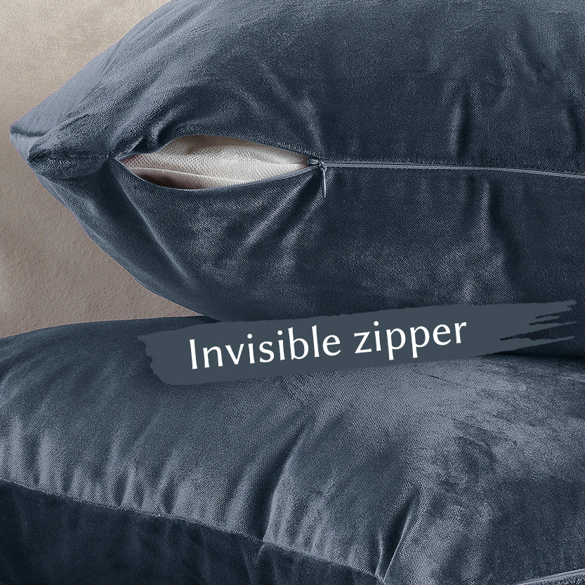 Matte Velvet Cushion Covers Set of 2 Hidden Zipper - Air Force Blue