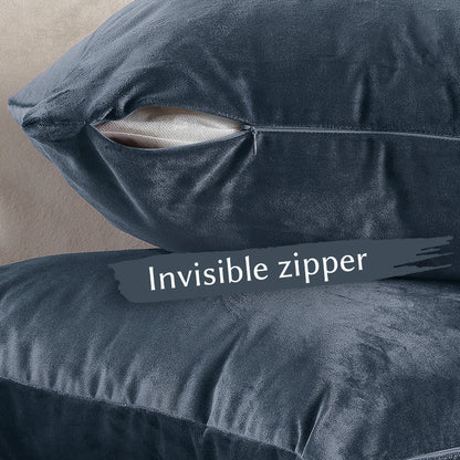 Matte Velvet Cushion Covers Set of 2 Hidden Zipper - Air Force Blue