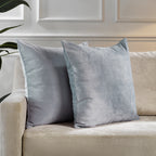 Matte Velvet Cushion Covers Set of 2 Hidden Zipper - Silver