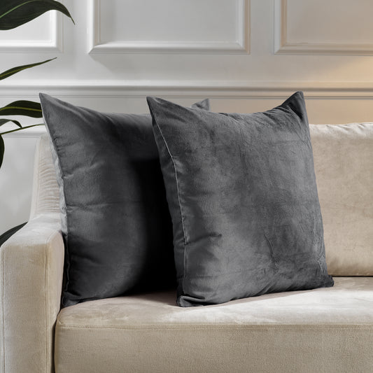 Matte Velvet Cushion Covers Set of 2 Hidden Zipper - Iron