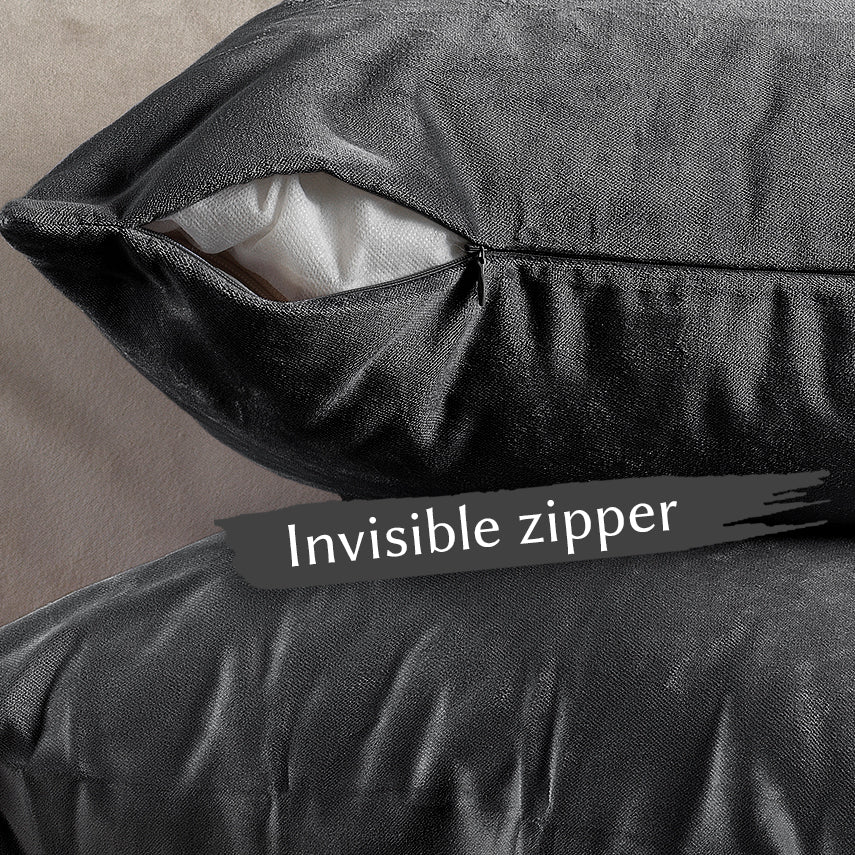 Matte Velvet Cushion Covers Set of 2 Hidden Zipper - Iron