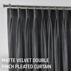 Matte Velvet Pinch Pleated Curtain Single Panel - Iron