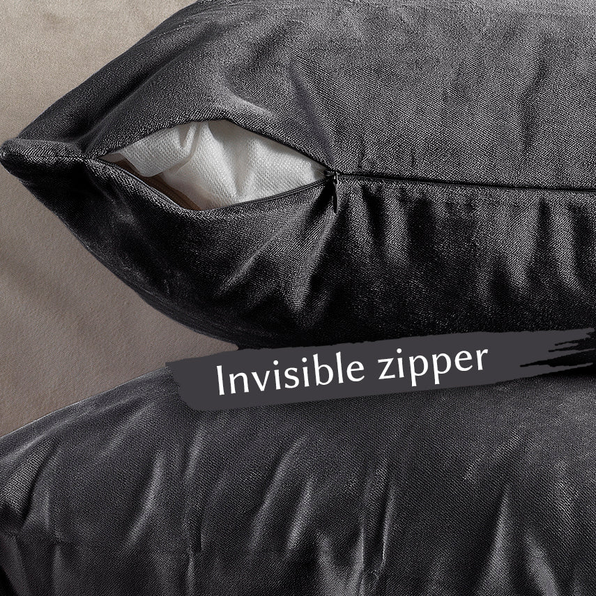 Matte Velvet Cushion Covers Set of 2 Hidden Zipper - Shadow