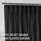 Matte Velvet Pinch Pleated Curtain Single Panel - Shadow