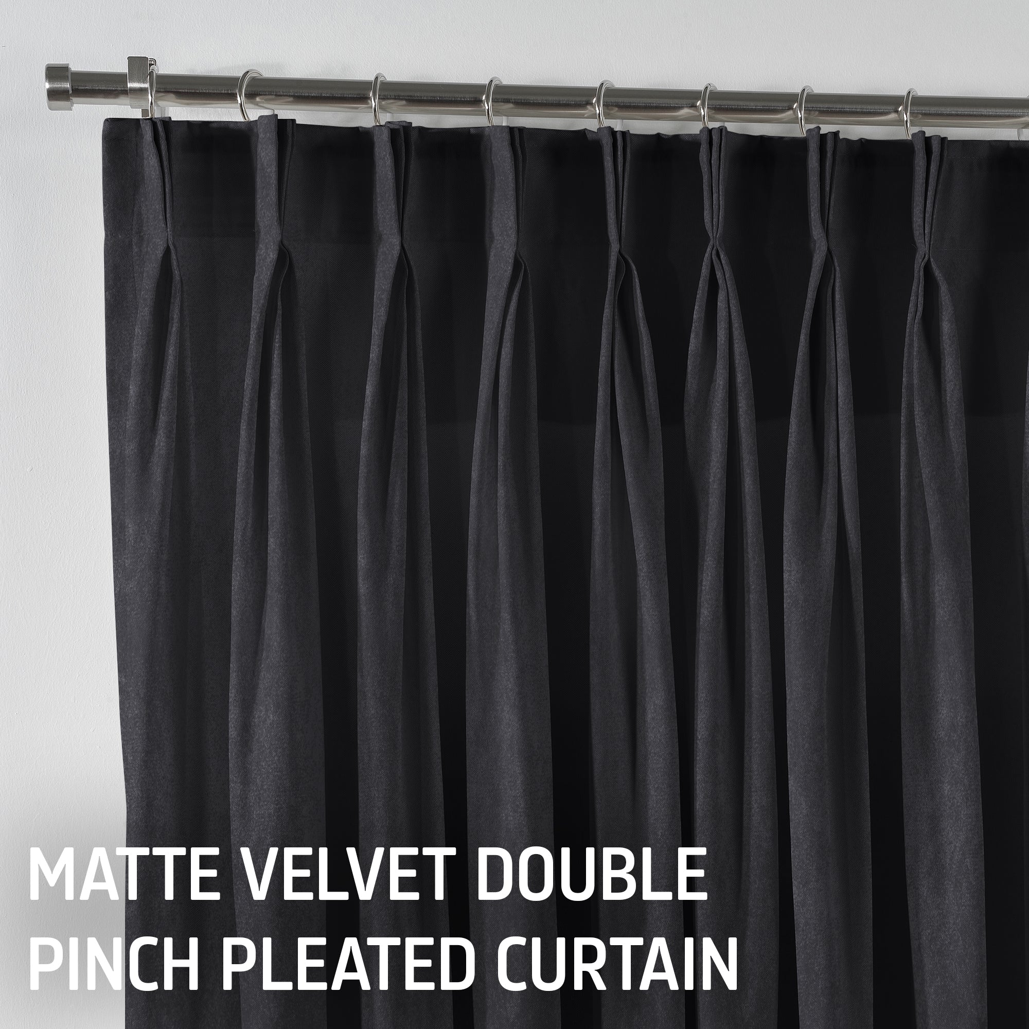Matte Velvet Pinch Pleated Curtain Single Panel - Shadow