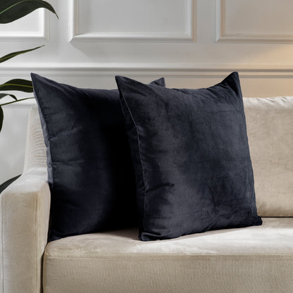 Matte Velvet Cushion Covers Set of 2 Hidden Zipper - Eigengrau