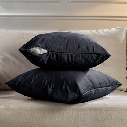Matte Velvet Cushion Covers Set of 2 Hidden Zipper - Eigengrau