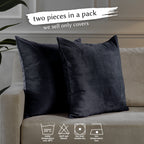 Matte Velvet Cushion Covers Set of 2 Hidden Zipper - Eigengrau