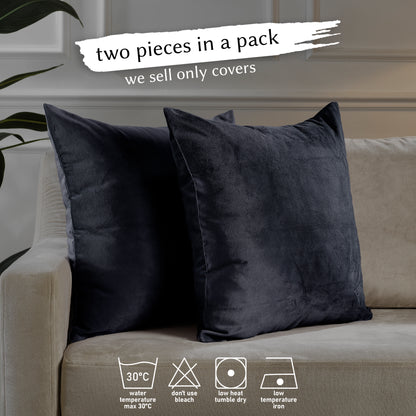Matte Velvet Cushion Covers Set of 2 Hidden Zipper - Eigengrau