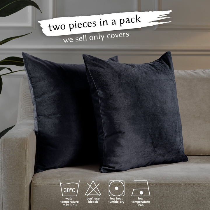 Matte Velvet Cushion Covers Set of 2 Hidden Zipper - Eigengrau