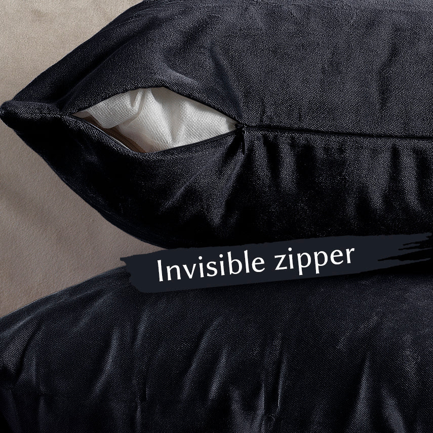 Matte Velvet Cushion Covers Set of 2 Hidden Zipper - Eigengrau