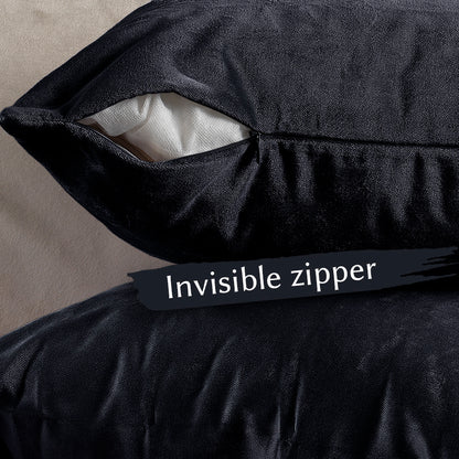 Matte Velvet Cushion Covers Set of 2 Hidden Zipper - Eigengrau