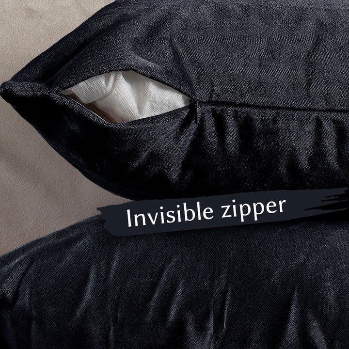 Matte Velvet Cushion Covers Set of 2 Hidden Zipper - Eigengrau